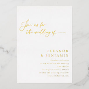 Elegante Minimalistische Zwarte en Witte Script Br Folie Uitnodiging
