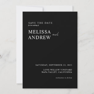 Elegante Minimalistische Zwarte en Witte Trouwdag Save The Date