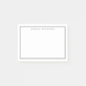 Elegante Minimalistische Zwarte en Witte Twee Rand Post-it® Notes (Voorkant)