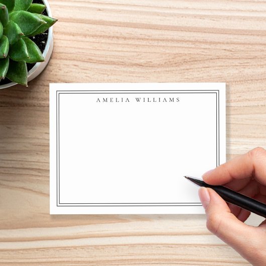 Elegante Minimalistische Zwarte en Witte Twee Rand Post-it® Notes