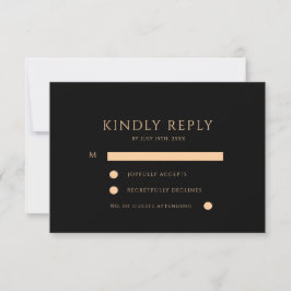 Elegante Minimalistische Zwarte & Gouden Moderne T RSVP Kaartje