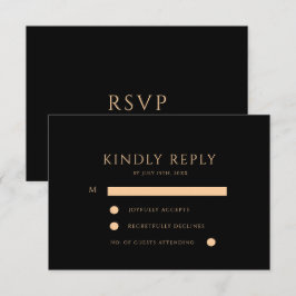 Elegante Minimalistische Zwarte & Gouden Moderne T RSVP Kaartje