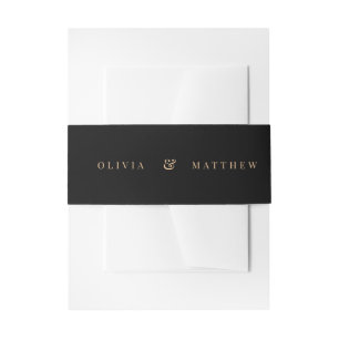 Elegante Minimalistische Zwarte & Gouden Moderne T Uitnodigingen Wikkel