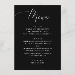 Elegante minimalistische zwarte kalligrafie bruilo menu