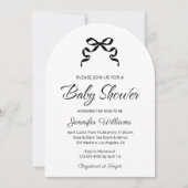 Elegante minimalistische zwarte lint baby shower b kaart (Voorkant)