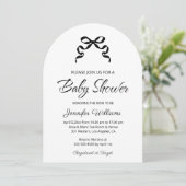 Elegante minimalistische zwarte lint baby shower b kaart (Staand voorkant)