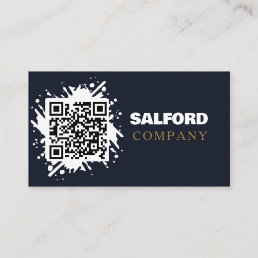 Elegante Minimalistische Zwarte QR-code Visitekaartje (Voorkant)