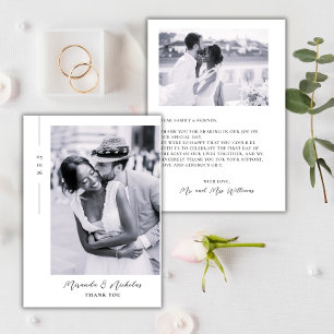 Elegante Minimalistische Zwarte Script 2 Foto Huwe Bedankkaart