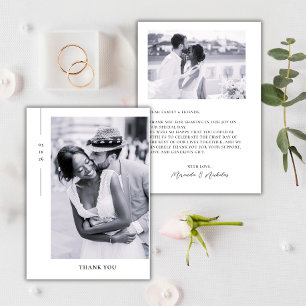 Elegante Minimalistische Zwarte Script 2 Foto Huwe Bedankkaart