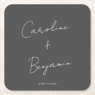 Elegante minimalistische zwarte script aangepaste kartonnen onderzetters