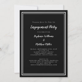 Elegante Minimalistische Zwarte Script Verloving F Kaart