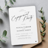 Elegante minimalistische zwarte script verlovingsf kaart