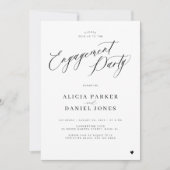 Elegante minimalistische zwarte script verlovingsf kaart (Voorkant)