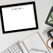 Elegante minimalistische zwarte twee grens naam mo notitiekaartje