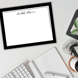 Elegante minimalistische zwarte twee grens naam mo notitiekaartje