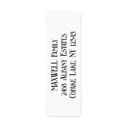 Elegante minimalistische zwarte typografie achtern etiket (Voorkant)