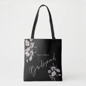 Elegante minimalistische zwarte, waterverf bruidsm tote bag (Voorkant)