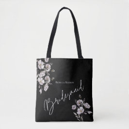 Elegante minimalistische zwarte, waterverf bruidsm tote bag