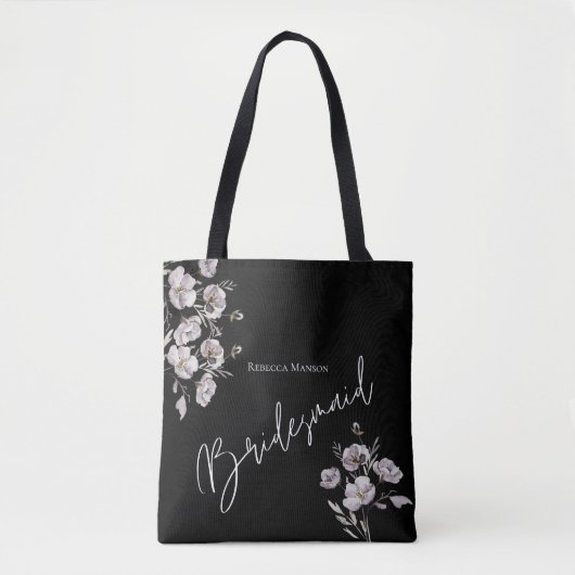 Elegante minimalistische zwarte, waterverf bruidsm tote bag (Voorkant)