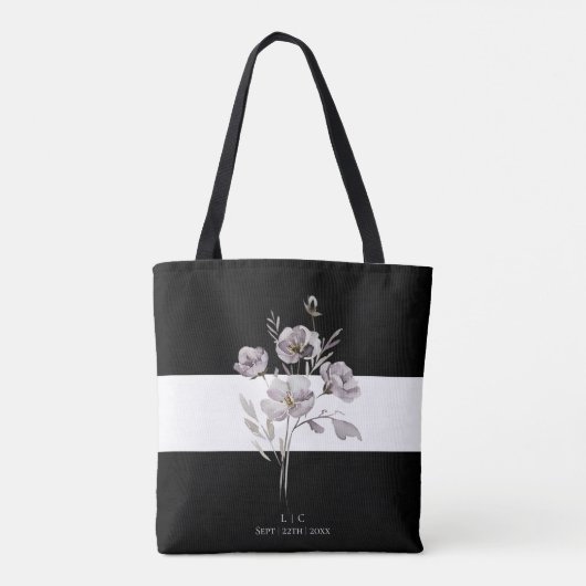 Elegante minimalistische zwarte, waterverf bruidsm tote bag (Achterkant)