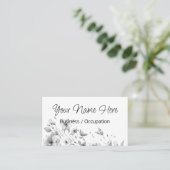 Elegante minimalistische zwarte witte bloem visitekaartje (Staand voorkant)