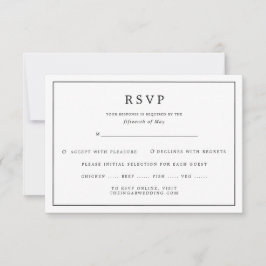 Elegante minimalistische zwarte witte maaltijd keu RSVP kaartje