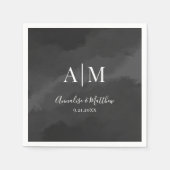 Elegante Minimalistische Zwarte Witte Monogram Tro Servet (Voorkant)