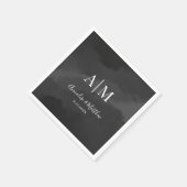 Elegante Minimalistische Zwarte Witte Monogram Tro Servet (Hoek)