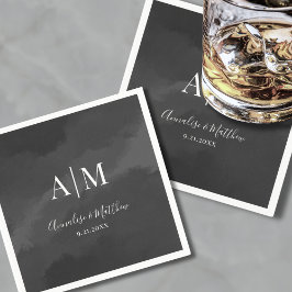 Elegante Minimalistische Zwarte Witte Monogram Tro Servet