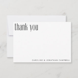 Elegante Minimalistische Zwarte Witte Trouwkaart Bedankkaart