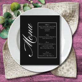 Elegante Minimalistische Zwarte & Witte Trouwmenu Flyer
