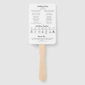 Elegante Minimalistische Zwarte Witte Trouwprogram Handwaaier (Achterkant)