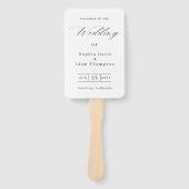 Elegante Minimalistische Zwarte Witte Trouwprogram Handwaaier (Voorkant)