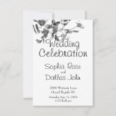 Elegante minimalistische zwarte witte wilde bloeme kaart (Voorkant)