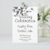 Elegante minimalistische zwarte witte wilde bloeme kaart (Staand voorkant)