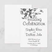 Elegante minimalistische zwarte witte wilde bloeme kaart (Voorkant / Achterkant)