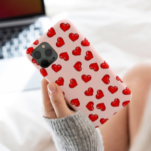 Elegante minnaars Rode hartjespatroon op Zacht roz Case-Mate iPhone Case