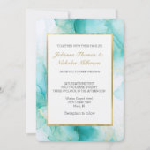 Elegante Mint Aqua Pearl Gold Marble Wedding Kaart (Voorkant)