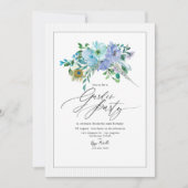 Elegante Mint en Blue Boho Floral Garden Party Kaart (Voorkant)