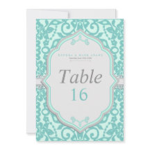 Elegante mint- en grijskleurige tafelnummerkaart