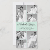 Elegante Mint Geschulpte Band 6 Foto Chique Trouwf Bedankkaart (Voorkant)