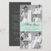 Elegante Mint Geschulpte Band 6 Foto Chique Trouwf Bedankkaart (Voorkant / Achterkant)