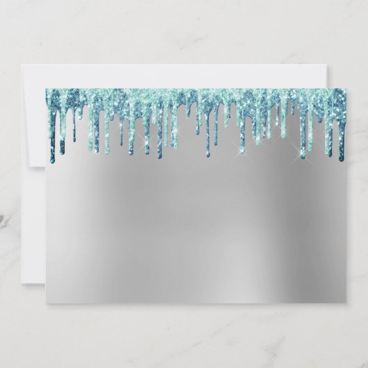 Elegante mint glittersprenkels zoete zestien uitno kaart (Achterkant)