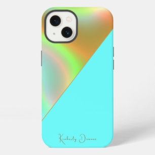 Elegante Mint Goud Holografisch Notitieboek iPhone 13 Hoesje
