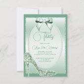 Elegante Mint Green Bow & Stiletto Verjaardag Kaart (Voorkant)