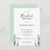 Elegante Mint Green Bruids Douche Uitnodiging (Voorkant / Achterkant)