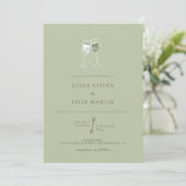 Elegante Mint Green Champagne Uitnodiging (Staand voorkant)