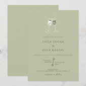 Elegante Mint Green Champagne Uitnodiging (Voorkant / Achterkant)