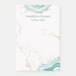 Elegante Mint Green Geode Gold Glitter Marmeren Ag Post-it® Notes