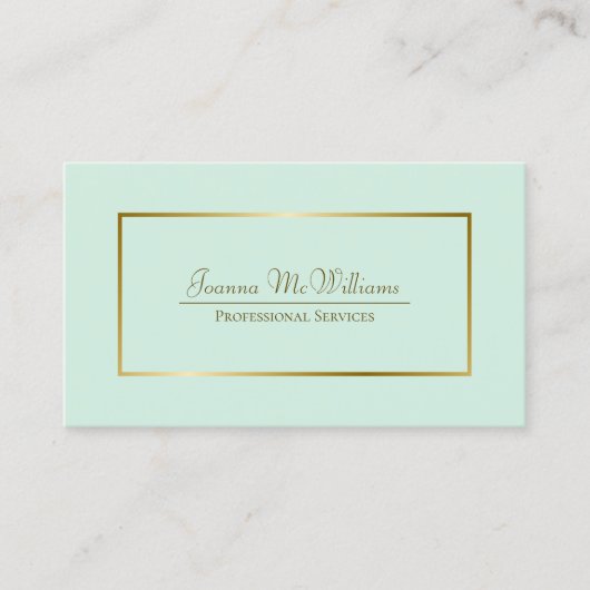 Elegante Mint Green & Gold Professional QR-code Visitekaartje (Voorkant)